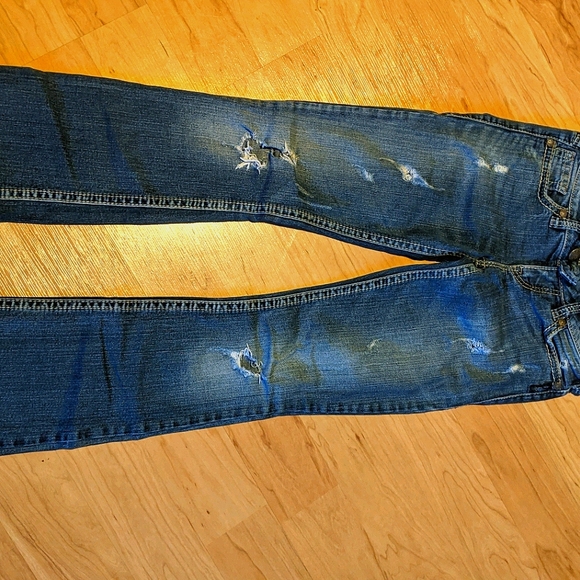 EUC Silver Jean Distressed Flare - Picture 1 of 4